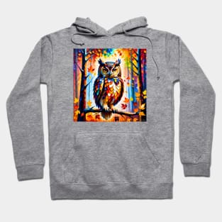 Owl in forest illustrated artwork Hoodie